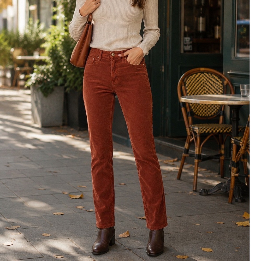 AG Adriano Goldschmied Stevie Corduroy Pants 29R Rust 70s Slim Straight